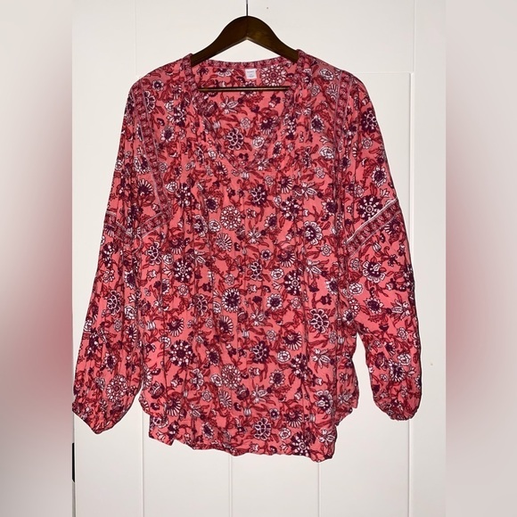 Old‎ Navy Women Oversize Floral Print Split Neck Plus Size Poet Blouse XXL - Picture 6 of 7